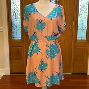 Pink & Blue V-Neck dress Size Small